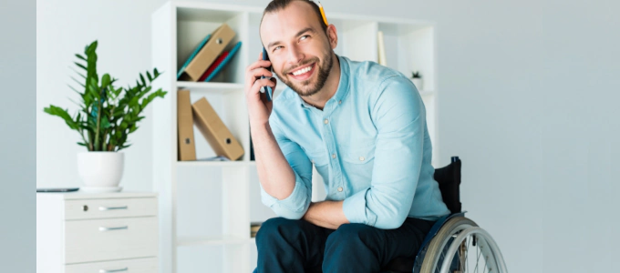 man with disability receiving wellness call check-in